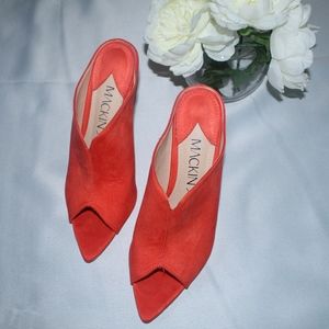 MACKIN J Shoes - Coral Orange Peep toe Mule heels MACKIN J Shoes - Coral Orange Peep toe Mule heels